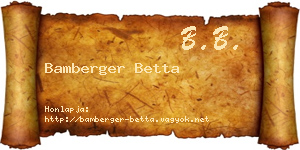 Bamberger Betta névjegykártya